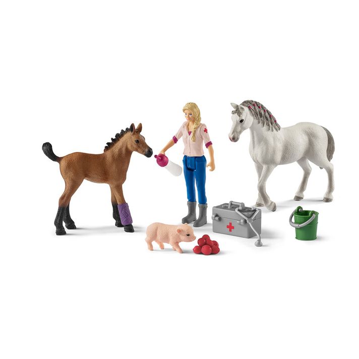 SCHLEICH - Návšteva lekára u kobyly a žriebätka