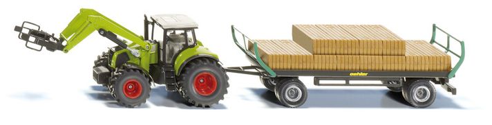 SIKU - Farmer - Traktor s balíkovacím nadstavcom a vlekom 1:50