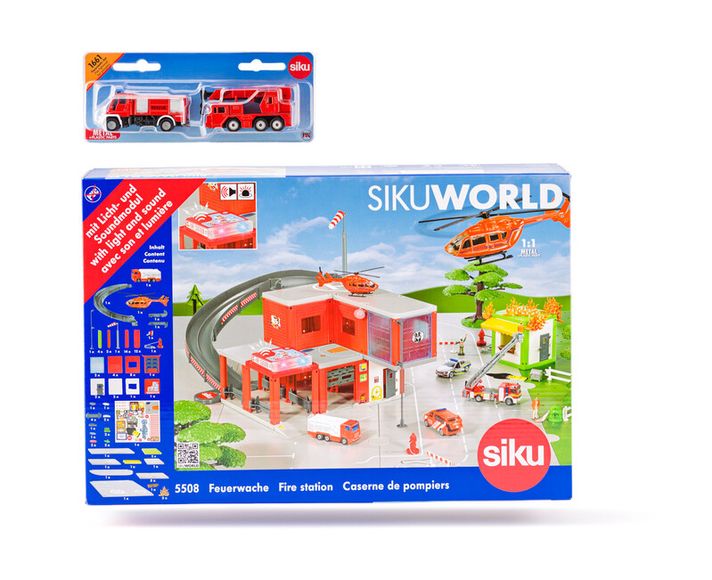 SIKU - World - hasičská stanica s hasičskými autami
