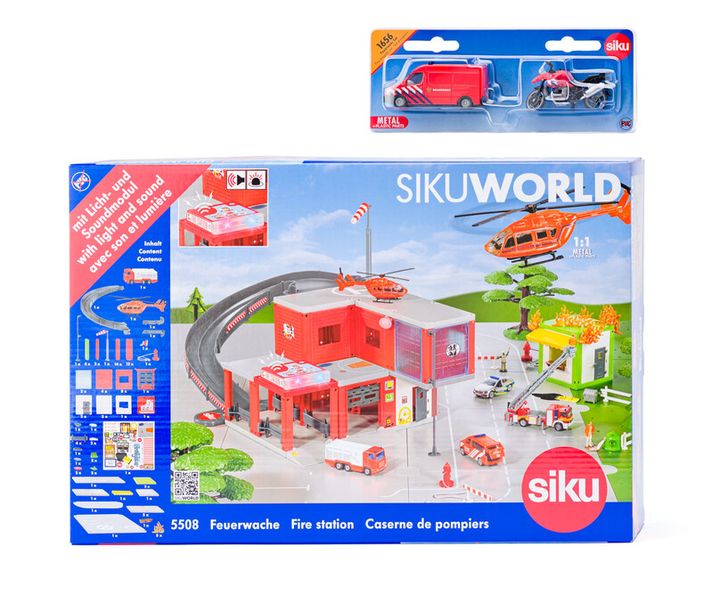 SIKU - World - požiarna stanica s hasičským autom