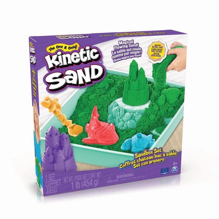 SPIN MASTER - Kinetic sand box na tekutý piesok s podložkou zelený