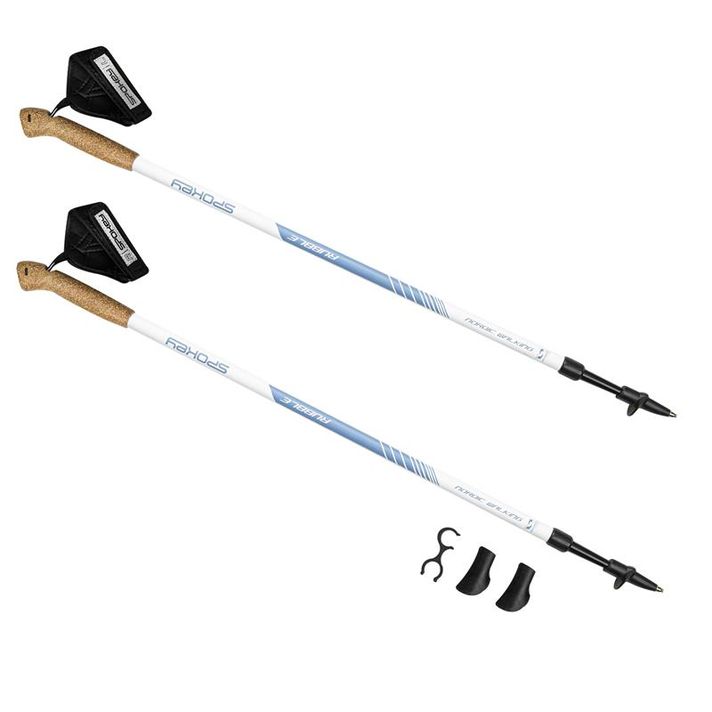 SPOKEY - RUBBLE Palice Nordic Walking 2-dielne, systém anti-shock, bielo-modré