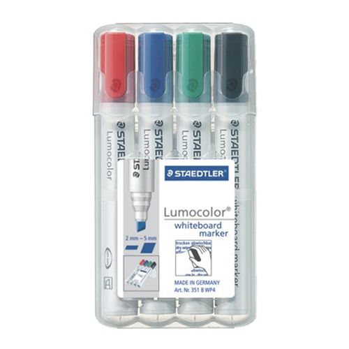 STAEDTLER - Popisovač na tabuľu a flipchartovú tabuľu, zrezaný hrot, "Lumocolor 351 B" (4ks)