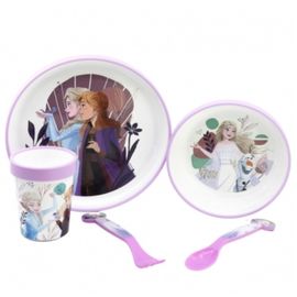 STOR - Detská jedálenská súprava Disney Frozen (5 ks) - tanier, miska, pohár a príbor, 74285
