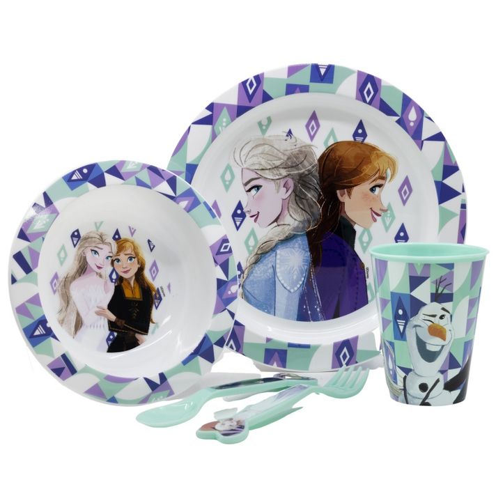 STOR - Detský plastový riad, DISNEY FROZEN Micro, tanier, miska, pohár, príbor, 74250