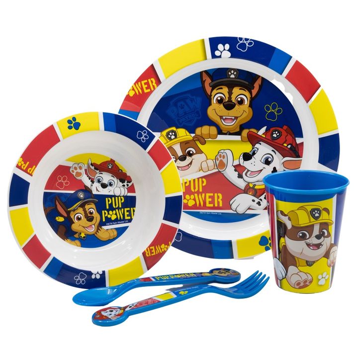 STOR - Detský plastový riad, PAW PATROL Micro, tanier, miska, pohár, príbor, 74650