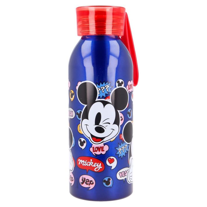 STOR - Hliníková fľaša so silikónovým pútkom MICKEY MOUSE, 510ml, 50124