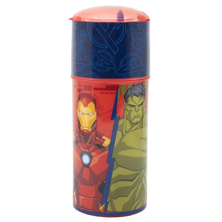 STOR - Plastová fľaša s výsuvnou slamkou AVENGERS, 350ml, 74151