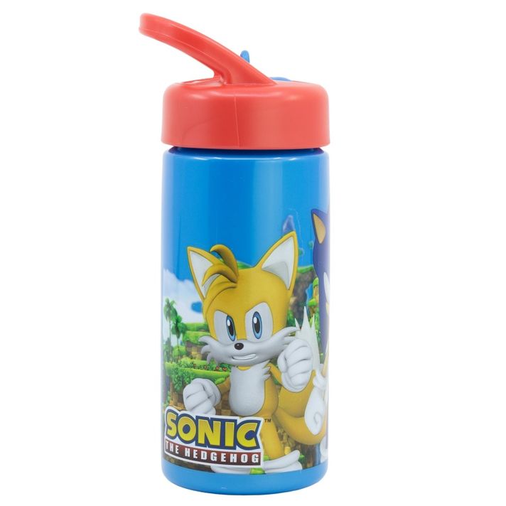 STOR - Plastová fľaša s výsuvnou slamkou JEŽKO SONIC, 410ml, 40531