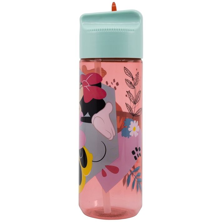 STOR - Plastová fľaša s výsuvnou slamkou MINNIE MOUSE, Transparent Tritan, 540ml, 74423