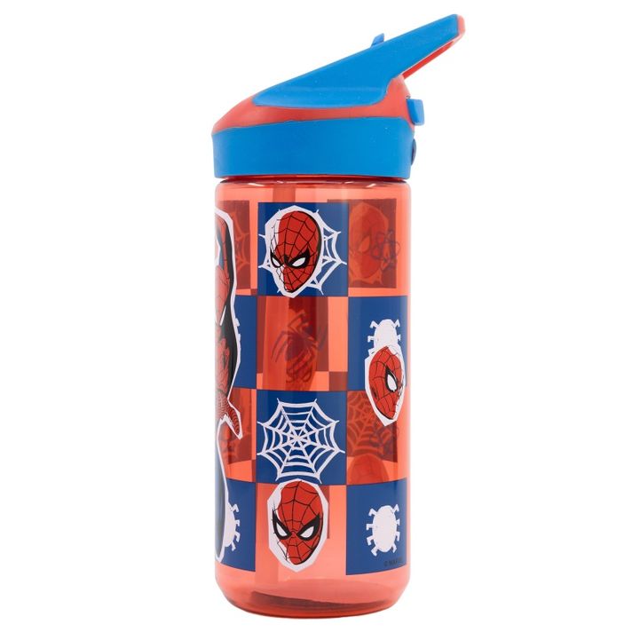 STOR - Plastová fľaša s výsuvnou slamkou SPIDERMAN, Tritan 620ml, 74797