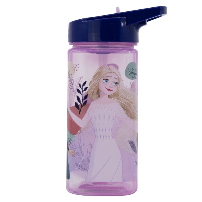 STOR - Plastová hranatá fľaša s výsuvnou slamkou DISNEY FROZEN, Tritan 510ml, 74214