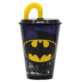 STOR - Plastový pohár s vrchnákom a slamkou BATMAN 430ml, 85540