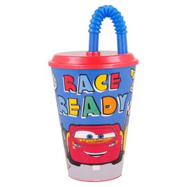 STOR - Plastový pohár s vrchnákom a slamkou DISNEY CARS 430ml, 51530