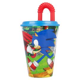 STOR - Plastový pohár s vrchnákom a slamkou JEŽKO SONIC 430ml, 40530