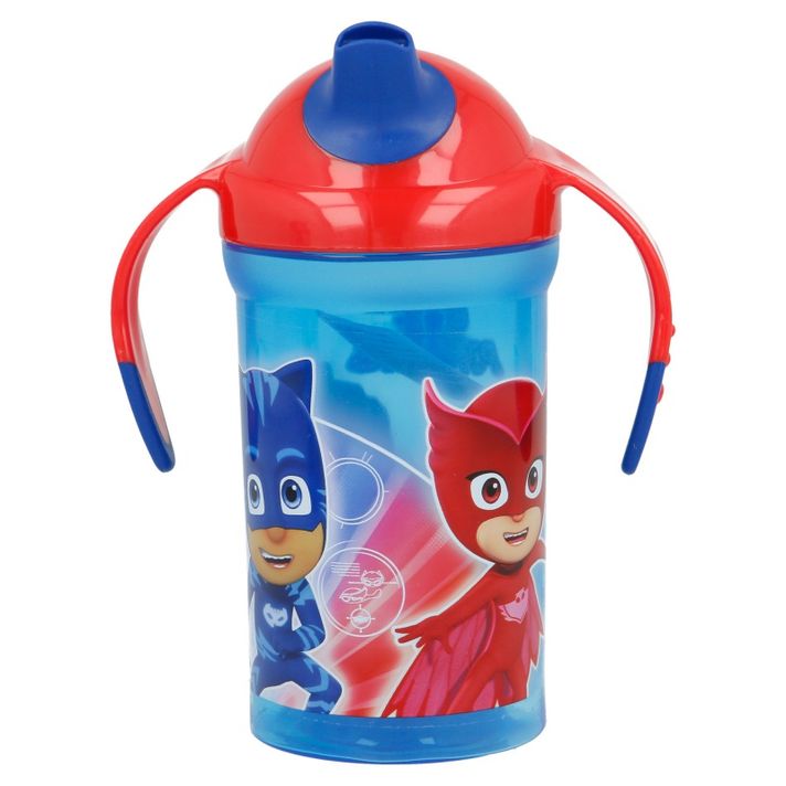 STOR - Tréningový hrnček so silikónovým náustkom a svetielkom, PJ MASKS, 300ml, 30140