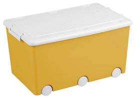 TEGA - Viacúčelový box na hračky na kolieskach Tega žltý