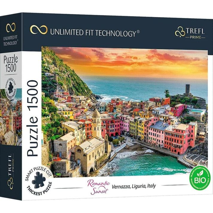 TREFL - Prime puzzle 1500 UFT- Romantický západ slnka: Vernazza, Ligúria, Taliansko