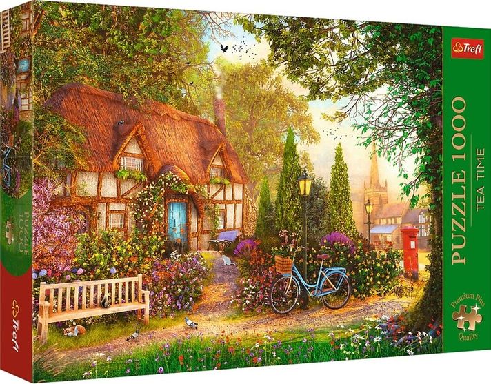 TREFL - Puzzle 1000 Premium Plus - Čajový čas: Slamená chalúpka