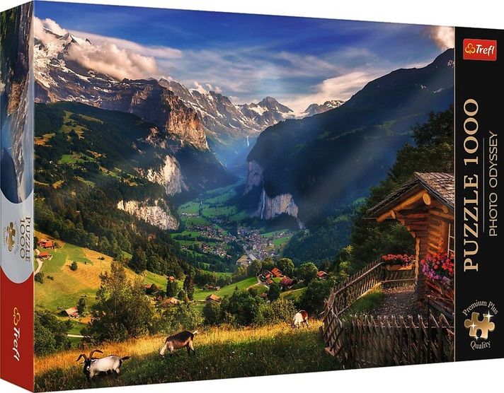 TREFL - Puzzle 1000 Premium Plus - Foto Odysea: Údolie Lauterbrunnen, Švajčiarsko