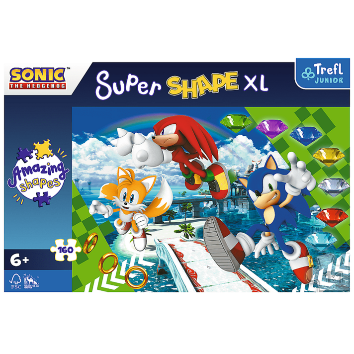 TREFL -  Puzzle 160 XL Super Shape - Šťastný Sonic / SEGA Sonic The Hedgehog FSC Mix 70%