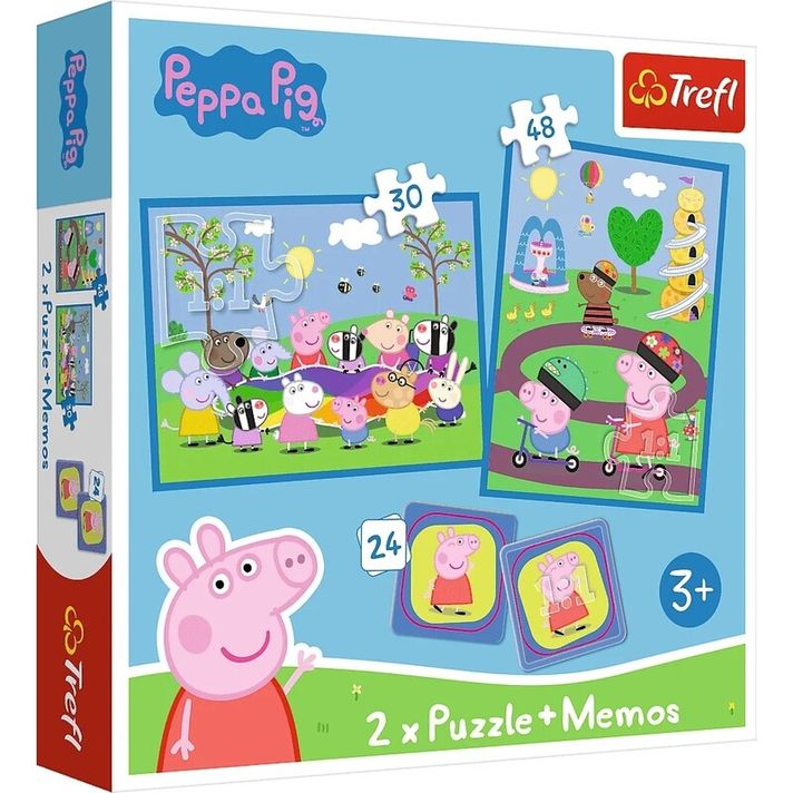 TREFL - Puzzle 2v1 + pexeso - Šťastné chvíle s prasiatkom Peppa / Peppa Pig