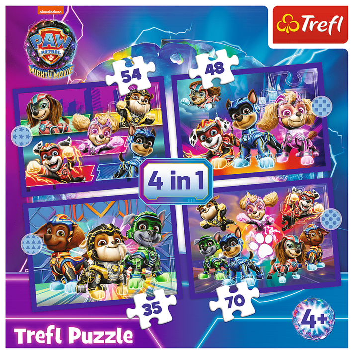 TREFL - Puzzle 4v1 - Hrdinovia zachraňujú / Viacom PAW PATROL: THE MIGHTY MOVIE 2023