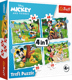 TREFL - Puzzle 4v1 - Mickeyho pekný deň  / Disney Standard Characters