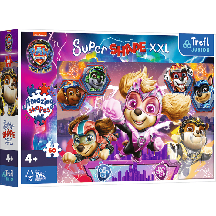 TREFL -  Puzzle 60 XXL Super Shape - Šťastní psíci / Viacom PAW PATROL: THE MIGHTY MOVIE 2023