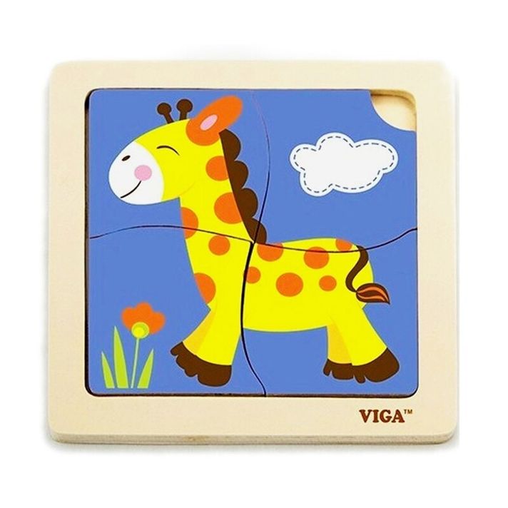 VIGA - Drevené puzzle žirafa 4ks