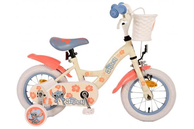 VOLARE - Detský bicykel Disney Stitch Kids - dievčenský - 12 palcov - Cream Coral Blue