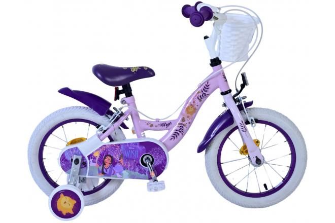 VOLARE - Detský bicykel Disney Wish - Dievčenský - 14 palcový - Fialový - Dve ručné brzdy