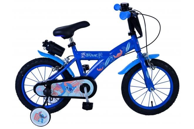 VOLARE - Disney Stitch detský bicykel pre chlapcov - 14 palcov - Modrá - Dve ručné brzdy