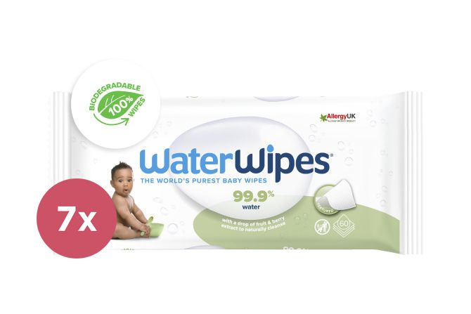 WATERWIPES - 7x Vlhčené obrúsky bez obsahu plastov Soapberry 60 ks ( 420 ks )