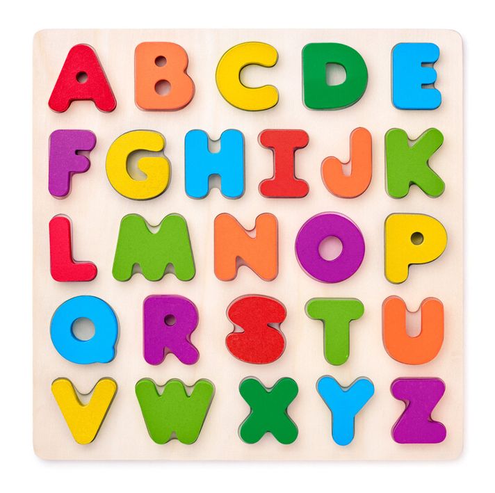 WOODY - Puzzle ABC-masívne písmená na doske