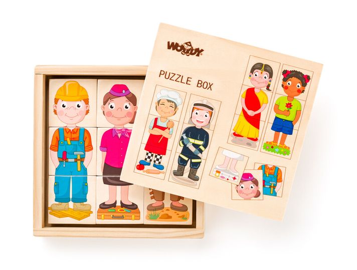 WOODY - Puzzle Ľudia a povolania z celého sveta v dr. krabičke