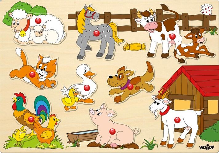 WOODY - Puzzle na doske - zvieratá na farme