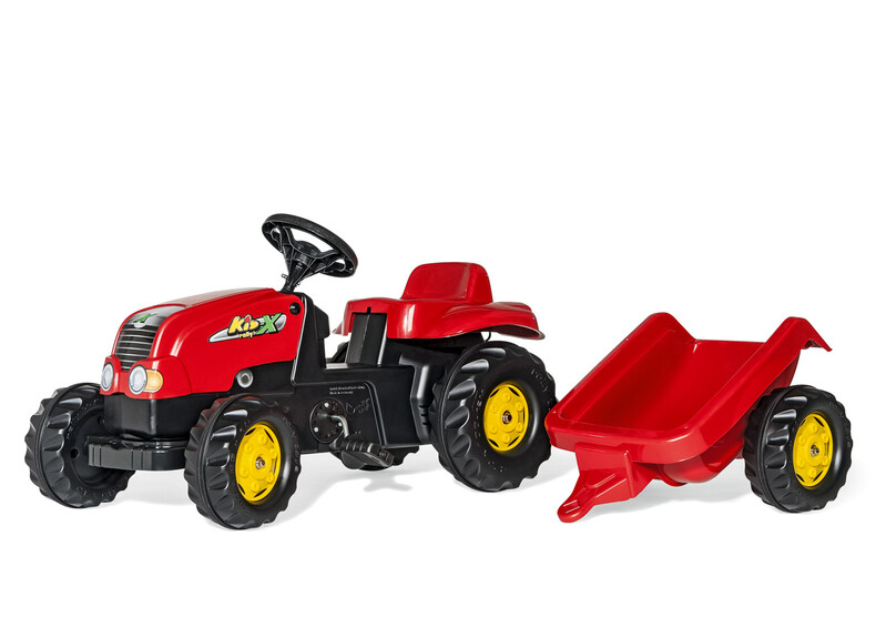 ROLLYTOYS - Šliapací traktor Rolly Kid s vlečkou - červený