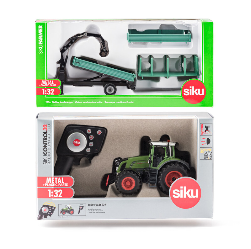 SIKU - Control - RC traktor Fendt 939 s ovládačom + zelený príves Oehler 1:32