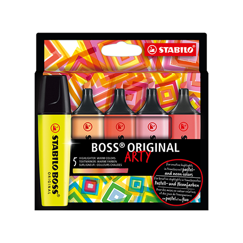 STABILO - Zvýrazňovač  - BOSS ORIGINAL - ARTY - 5 ks balenie - s 5 rôznymi farbami