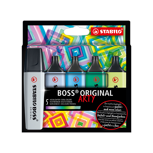 STABILO - Zvýrazňovač  - BOSS ORIGINAL - ARTY - 5 ks balenie - s 5 rôznymi farbami