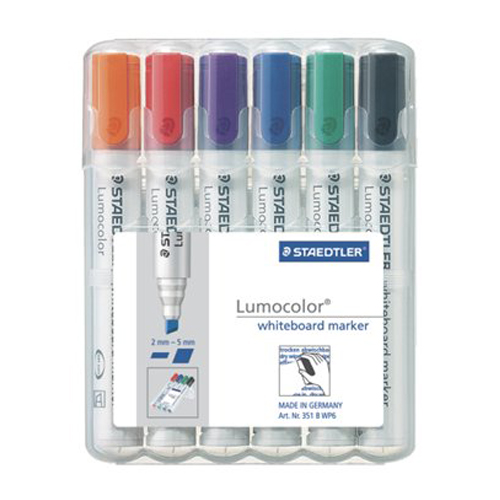 STAEDTLER - Popisovač na tabuľe, 2,5 mm, zrezaný hrot, "Lumocolor 351 B" (6 ks)