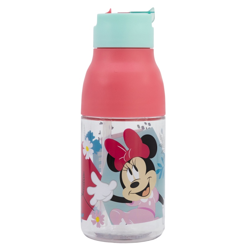 STOR - Plastová fľaša s výsuvnou slamkou MINNIE MOUSE, 420ml, 74435