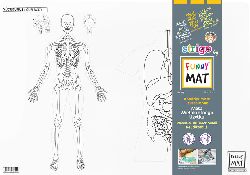 STRIGO - Podložka na kreslenie FUNNY MAT - Ľudské telo + pastelky