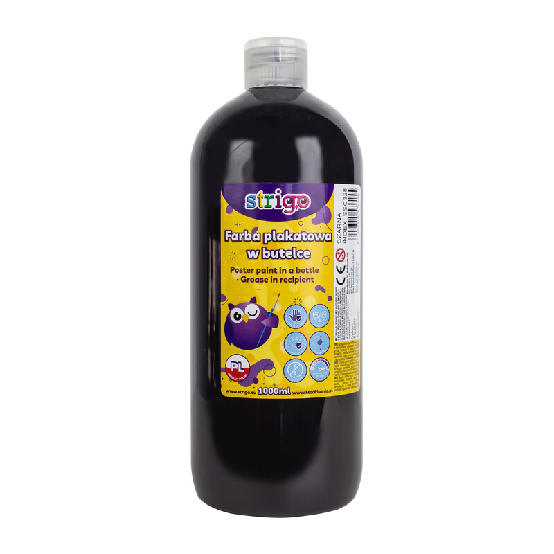 STRIGO - temperová farba 1000ml čierna