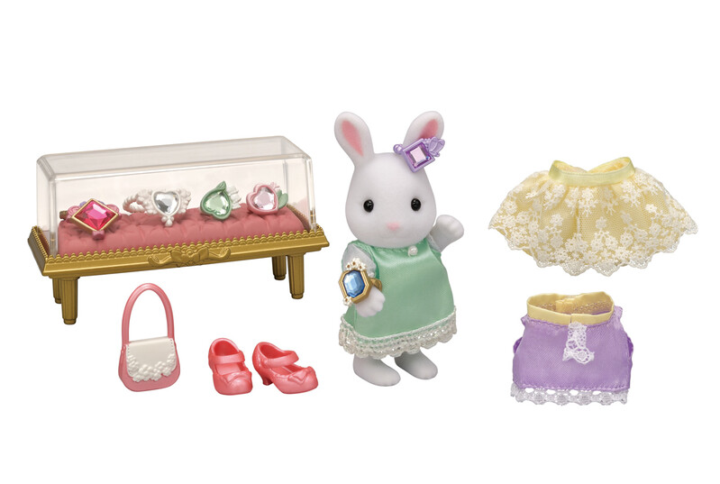 SYLVANIAN FAMILY - Mesto - biely králik so šperkami a drahokamami