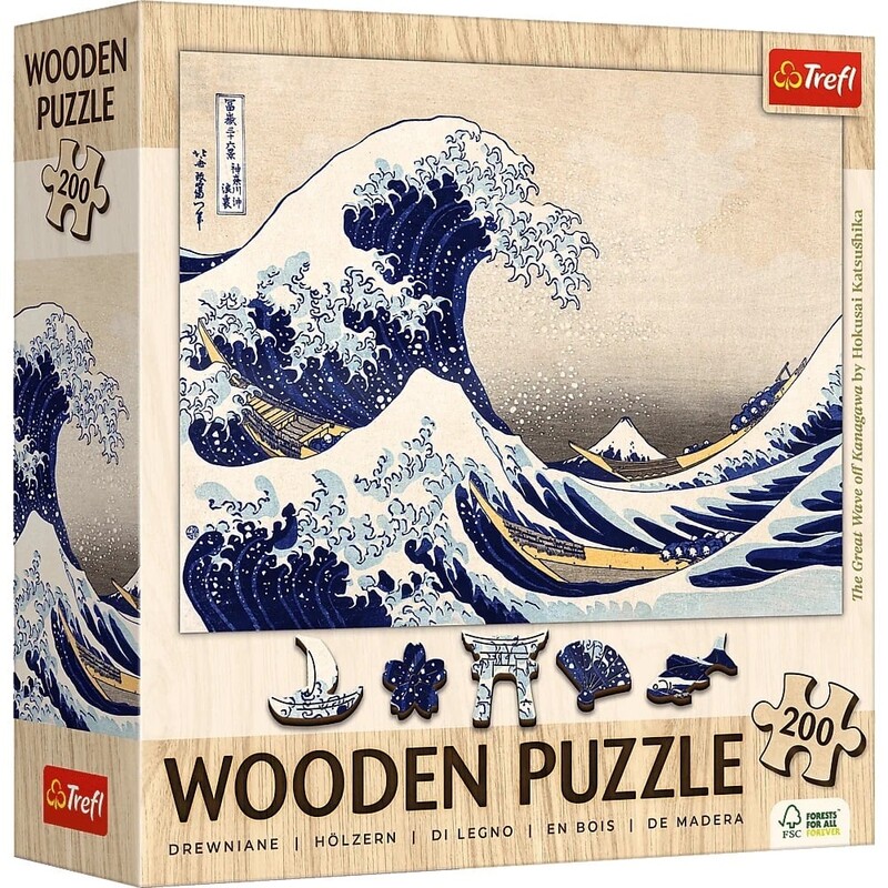 TREFL - Drevené puzzle Hokusai Katsushika: Veľká vlna pri Kanagawe 200 Art Collection