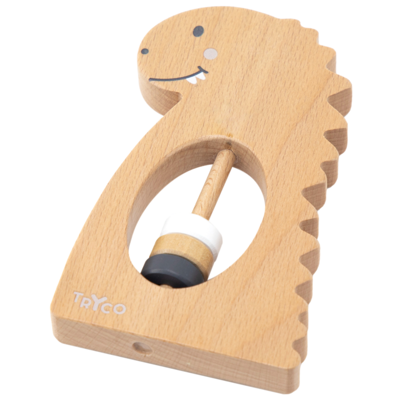 TRYCO - Drevená hrkálka Dino