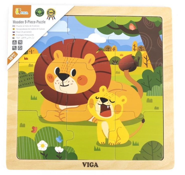 VIGA - Drevené puzzle lev 9ks