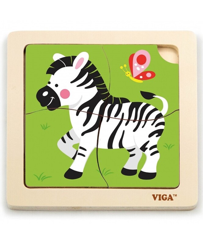 VIGA -  Drevené puzzle Zebra 4ks